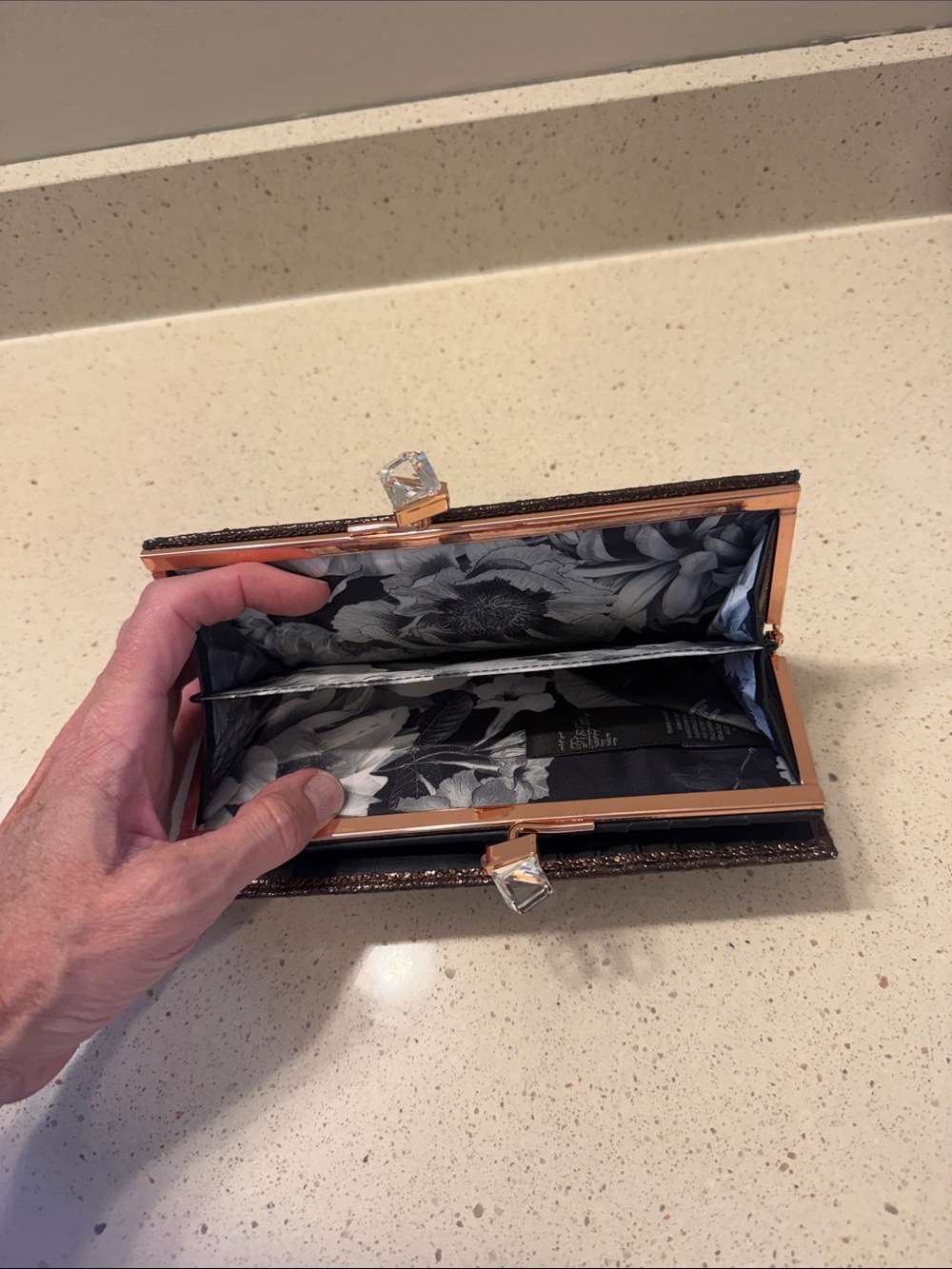 Ted Baker Sparkle Evening Clutch in Bronze with Rose Gold hardware - Picture 5 of 5